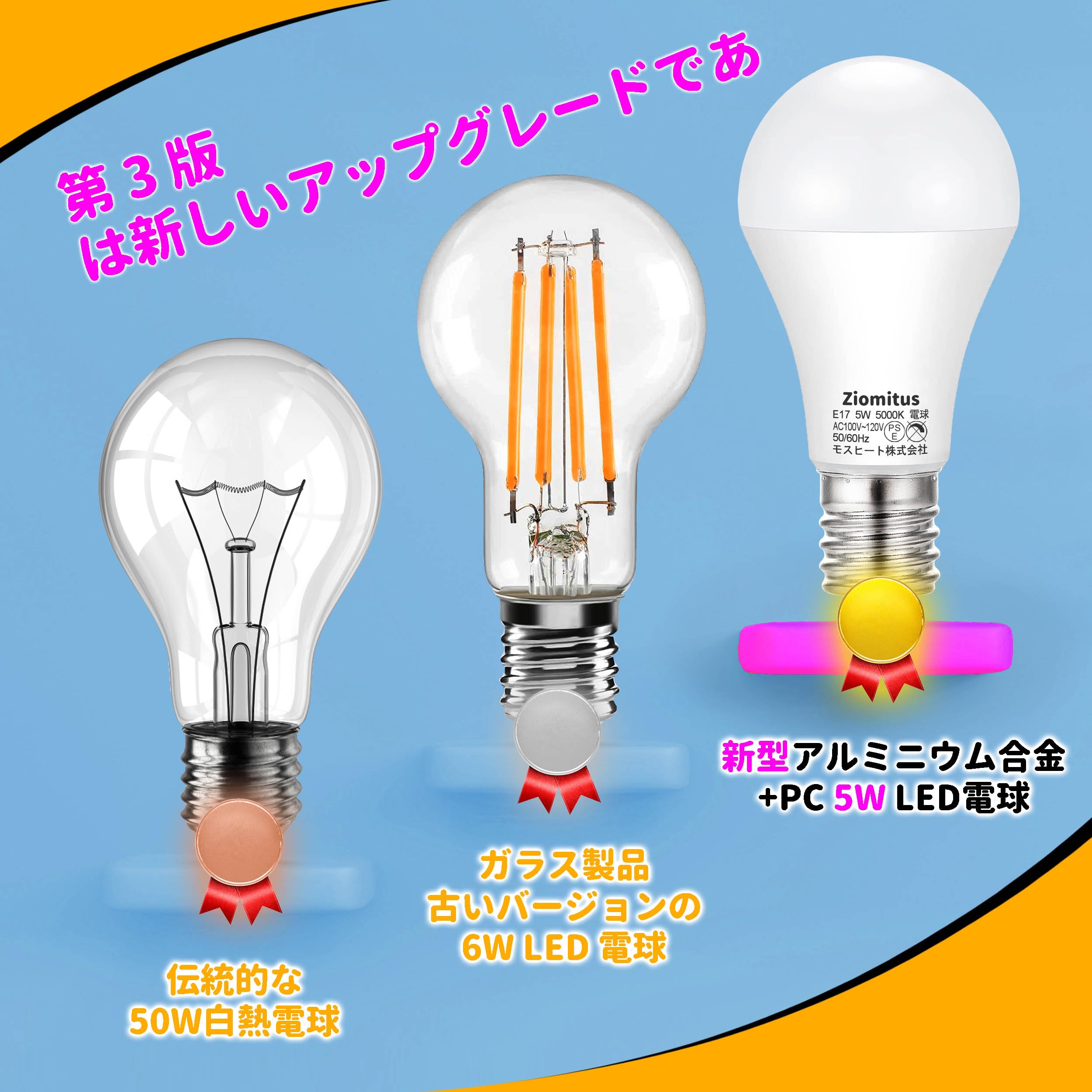 Amazon | 4個入り LED電球 E17口金 50W 60W形ミニクリプトン電球 昼